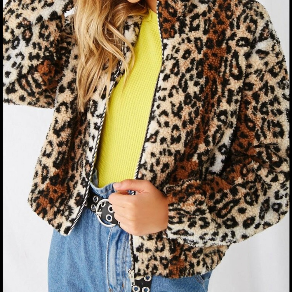 Forever 21 Sherpa leopard print jacket